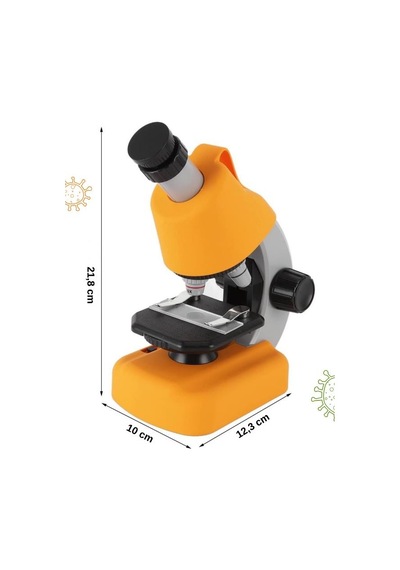 Temel Sarı Stem Mikroskop Seti 100x 400x 1200x Plastik Gövdeli Bilim Kiti