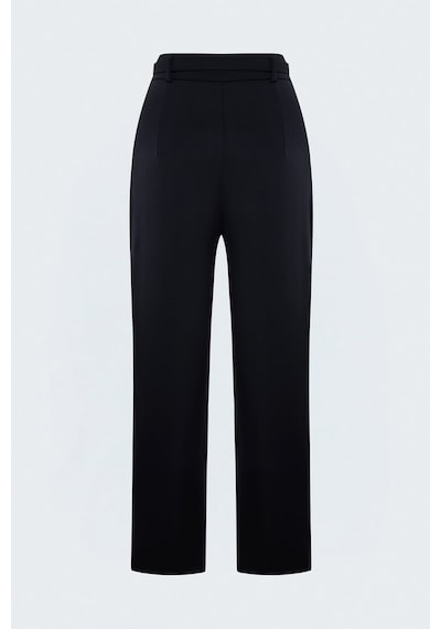 Sateen Kemer Detaylı Saten Klasik Pantolon - Lacivert-137944