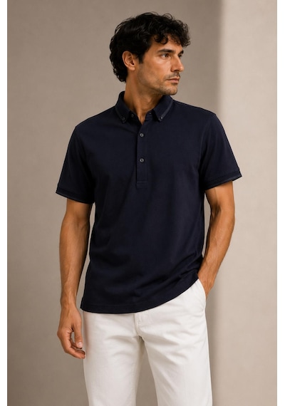 Alexandergardi Kısa Kollu Polo Yaka T-shirt Siyah