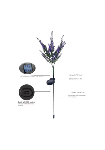 2'li Solar Lavanta Çiçeği Led Bahçe Lambası - Güneş Enerjili Dekoratif Çim Aydınlatma Dekoratif Yol Süsü