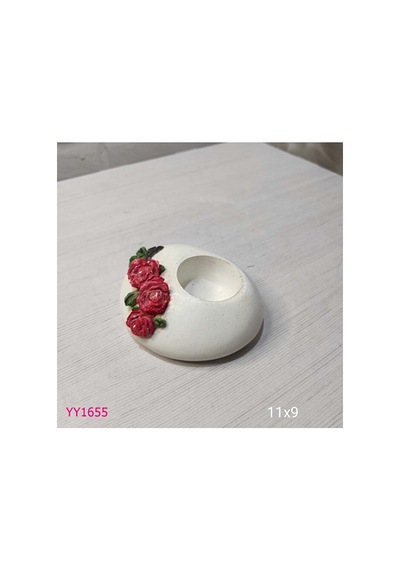 Yy1655-taş Mumluk Kenarları Güllü Silikon Kalıp