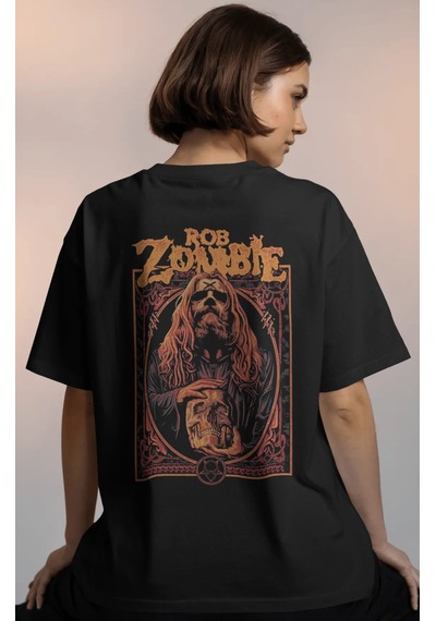Rob Zombie Rock Metal Müzik Grubu Baskılı Unisex Oversize Premium Siyah