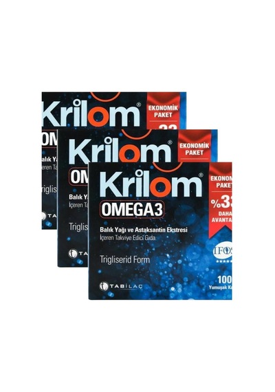 Tab Krilom Omega 3 Balık Yağı 100 Kapsül X 3 Adet