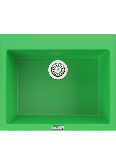 Polex Cristalüx Granit Evye P-X60 Yeşil Tezgah Altı Ve Tezgah Üstü Kare Mutfak Evyesi 60x50 CM