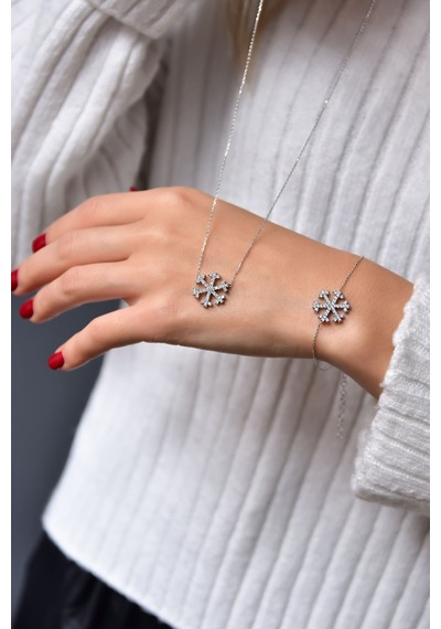 Papatya Silver 925 Ayar Gümüş Kartanesi Kolye Bileklik Set
