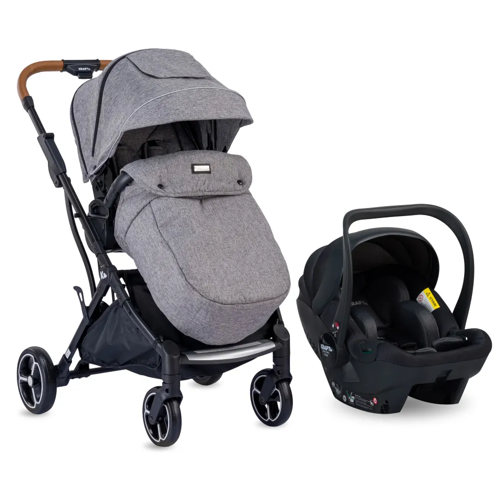 Kraft Juno İ-size Travel Sistem Bebek Arabası - Açık Gri