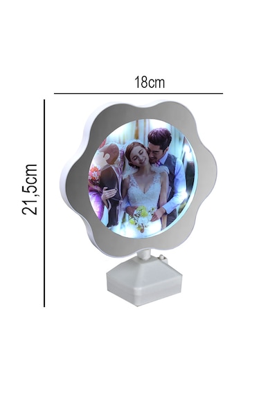 Storebaskı Led Işıklı Sihirli Papatya Ayna Kişiye Özel Fotoğraflı Beyaz