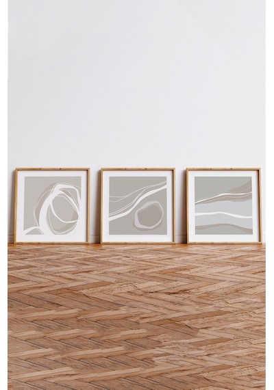 Ahşap Çerçeveli Mdf Kare Tablo Seti Salon Ve Oturma Odası Için Kr4017 42 X 42