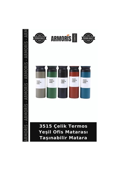 3515 Çelik Termos Yeşil Ofis Matarası Taşınabilir Matara Çok Renkli