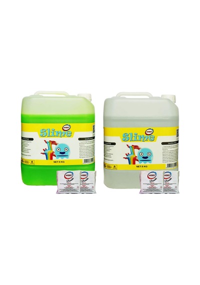 Akbel Zıp Zıp Şaka Hamuru 2 Renk Şeffaf 5 Kg + Yeşil 5 Kg+Boraks