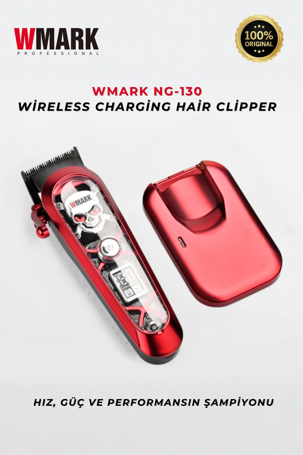 Wmark Ng-130 Kırmızı Kablosuz Şarjlı Saç Kesme Makinesi 240 Dk Kullanım 3-4 Saat