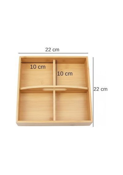 Ayrex Bambu Çok Gözlü Sunum Ve Düzenleme Kutusu / 22x22 Cm / Çok Bölmeli Servis Ve Organizer / Çay Kahve İkr Diğer