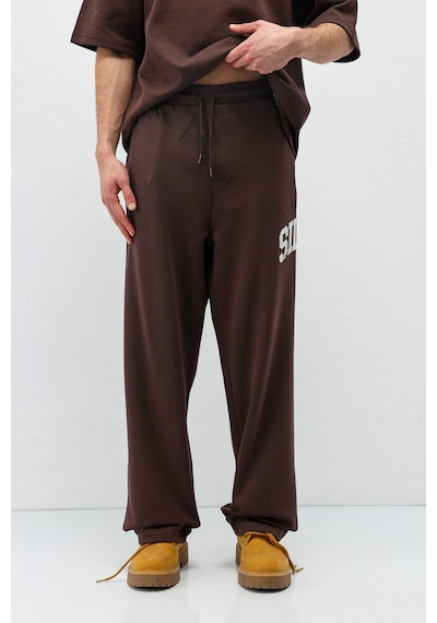 Oversize Baskılı Eşofman Takım V90-27 Kahverengi