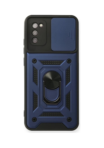 Samsung Uyumlu Galaxy A03s Uyumlu Kılıf Pars Lens Yüzüklü Silikon - Lacivert