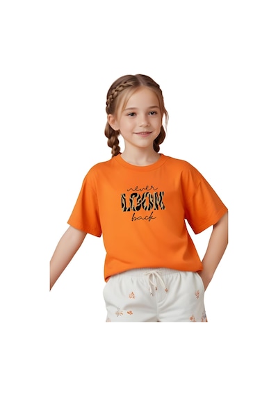 Fyk Kids Kız Çocuk Look Baskılı Tişört Turuncu