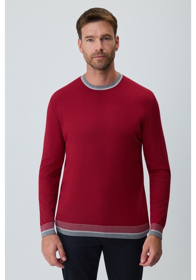 Morven Erkek Bordo Modal Bisiklet Yaka Triko Kazak 27kc017004750 Bordo