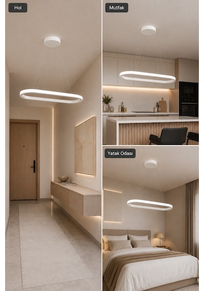 AvizeGO Elipso Led Sarkıt Avize Beyaz Işık