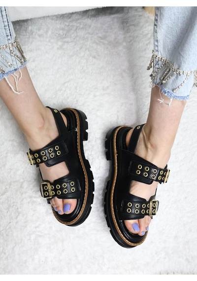 Asmi Shoes Kadın Simya Siyah Çift Bantlı Kapsül Detaylı Kalın Taban Ortopedik Sandalet Siyah Siyah Asmi Shoes Kadın Simya Siyah Çift Bantlı Kapsül Detaylı Kalın Taban Ortopedik Sandalet Siyah Siyah