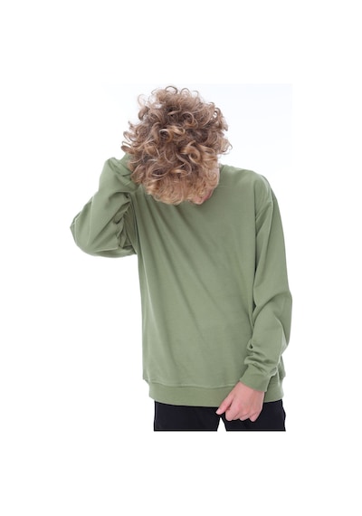 Zuzunga Unisex Basic Düz Haki Renk %100 Pamuk Sweatshirt 2-11 Yaş
