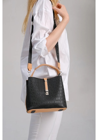 Just Polo Kadın Orijinal Just Polo 3 Bölmeli Ayarlanabilir Askılı Şık El & Omuz Çantası Shoulder Bag Siyah - Camel