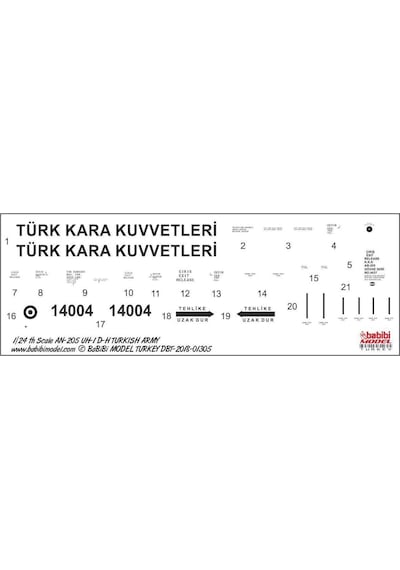 Babibi Dbt01305 1/24 Ölçek, An-205 Ve Uh-1, D-h Kara Kuvvetleri, Dekal Çıkartma