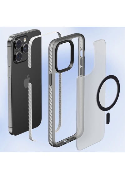 Apple Uyumlu iPhone 14 Pro Max Kılıf Mat Arka Yüzey Wireless Şarj Özellikli Zore Locik Kapak Siyah