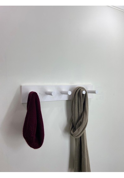 Ahşap Askılık, Ahşap Vestiyer, 5 Askılı Duvar Askılığı Beyaz