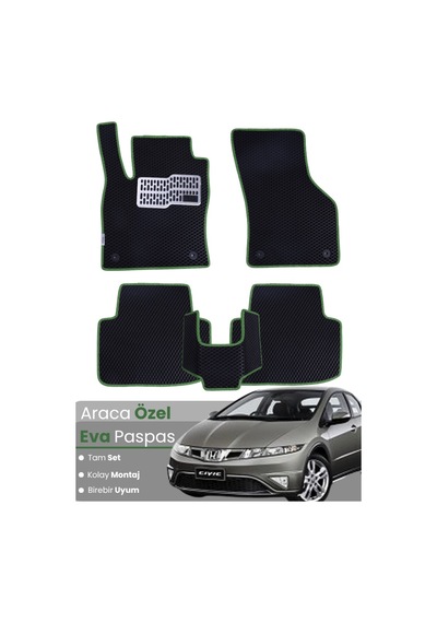 Honda Civic-fk/fn Hatchback 5 Kapı 2006-2012 Uyumlu Eva Paspas Tam Set Araca Özel 650