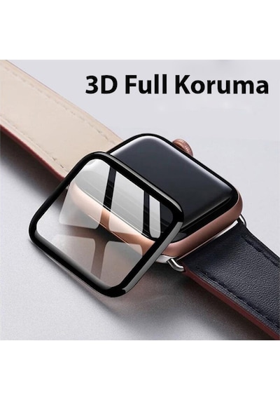 Apple Uyumlu  Watch 7 45Mm Ekran Koruyucu 3D Kavisli Tam Kaplama Pmma-Siyah