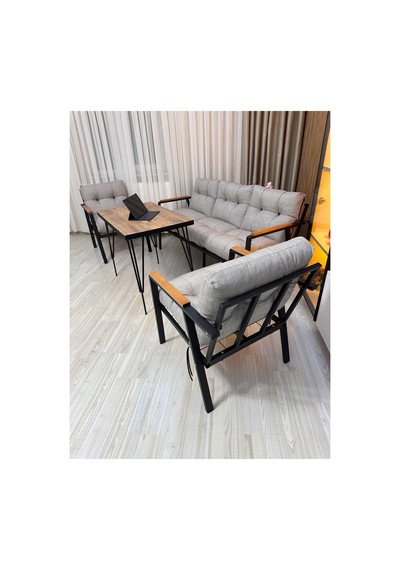 Houseart Açelya Balkon, Bahçe, Cafe - Salon - Metal Kanepe Koltuk Takımı 3+1+1 + Masa Açık Gri Houseart Açelya Balkon, Bahçe, Cafe - Salon - Metal Kanepe Koltuk Takımı 3+1+1 + Masa Açık Gri