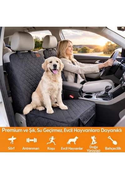 Evcil Hayvan Oto Ön Koltuk Kılıfı - Araç Köpek Koltuk Koruma Örtüsü, Oto Koruyucu Kılıf, Gri
