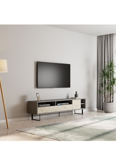 Luga Kapaklı Tv Ünitesi, Tv Sehpası - Metal Siyah Ayak - Gri/traverten - Sis Gri/traverten Sis Gri/traverten Luga Kapaklı Tv Ünitesi, Tv Sehpası - Metal Siyah Ayak - Gri/traverten - Sis Gri/traverten Sis Gri/traverten