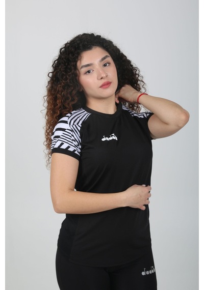 Diadora Bahia Kadın Tişört Siyah Beyaz Çok Renkli