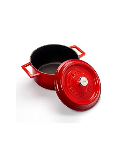 Metal Döküm Yuvarlak Tencere, 20 Cm, Kırmızı Çok Renkli