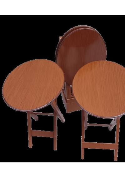 Çanta Zigon Sehpa Oval Dörtlü Model Ahşap Mdf Ceviz Renk Uyumu El Yapımı