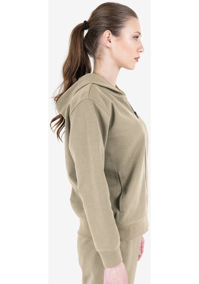 Lescon Bej Kadın Fermuarlı Kapüşonlu Sweatshirt 23n-2219