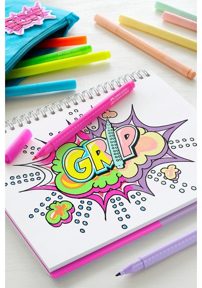 Grip Keçeli Kalem,neon,pastel 10'lu,ergonomik Üçgen Şekil,canlı Renkler