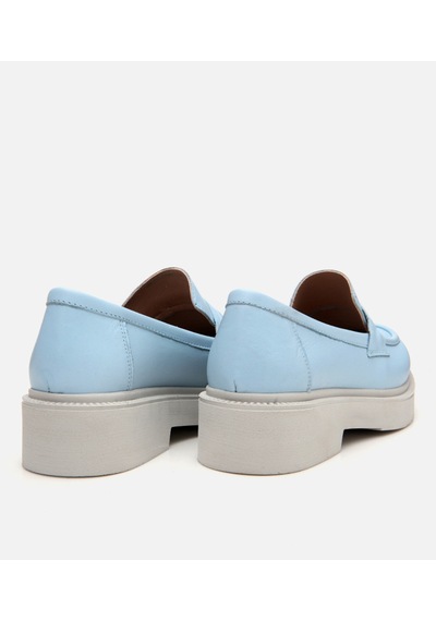 Hotiç Kadın Deri Mavi Kalın Tabanlı Klasik Loafer