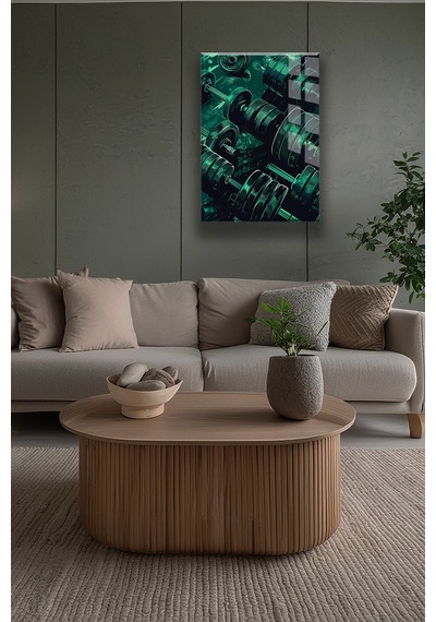 Altın Geometrik Hatlar Modern Cam Tablo Beyaz