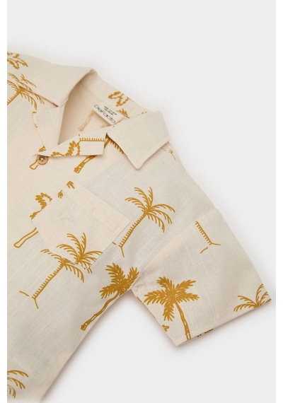 DeFacto Erkek Bebek 2'li Takım Tropikal Desenli Flamlı Poplin Kısa Kollu Gömlek Beli Lastikli Şort E8153A525SMER142 Ekru DeFacto Erkek Bebek 2'li Takım Tropikal Desenli Flamlı Poplin Kısa Kollu Gömlek Beli Lastikli Şort E8153A525SMER142 Ekru