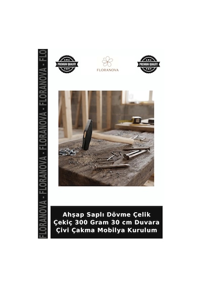 Ahşap Saplı Dövme Çelik Çekiç 300 Gram 30 Cm Duvara Çivi Çakma Mobilya Kurulum