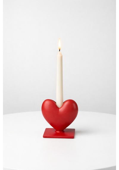 Dekoratif Kalpli Şamdan Romantik Mumluk Kırmızı