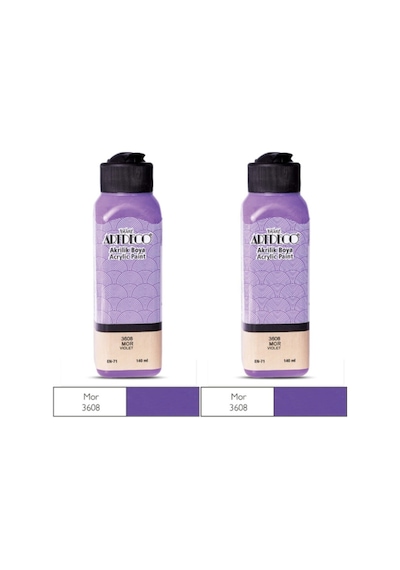 2 Li Akrilik Boya 140 Ml Renk Seçmeli Canlı Ve Pastel 3608 - Mor