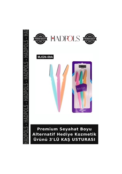 Premium Seyahat Boyu Alternatif Hediye Kozmetik Ürünü 3'lü Kaş Usturası