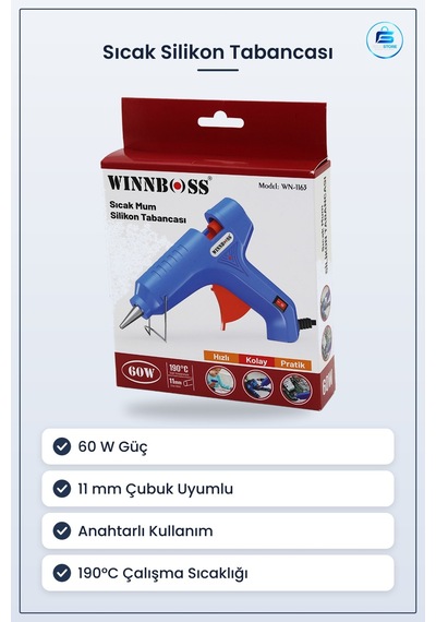 Sıcak Silikon Tabancası 60w C 11mm Çubuk Uyumlu Anahtarlı Hobi T