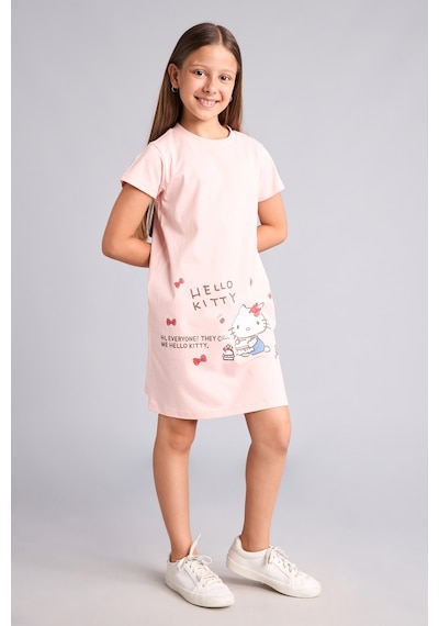 Defacto %100 Pamuk Hello Kitty Lisanslı Kısa Kollu Açık Pembe Gecelik Kız Çocuk H5516a826smpn622 Pembe-pn622