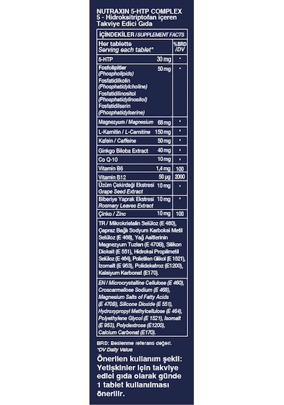 Nutraxin 5-htp Complex 30 Tablet Aromasız