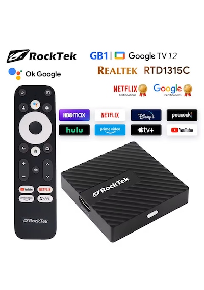 Rocktek Gb1 Mini 2gb+32gb Android Tv Box 4k Netflix Lisanslı Yapay Zeka Çipli Google Sertifikalı