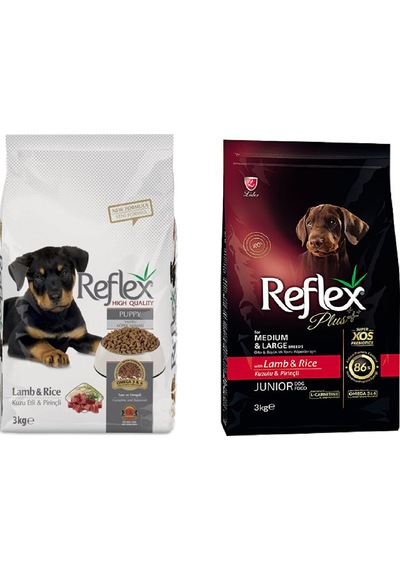Reflex Kuzu Etli Yavru Köpek Maması + Reflex Plus Kuzu Etli Yavru Köpek Maması 2 x 3  KG
