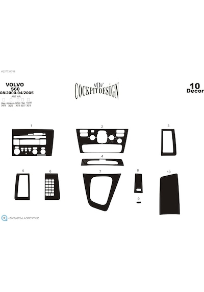 Meriç® Volvo S60 Ön Torpido Kaplama 10 Parça 2000-2005 (530157746)